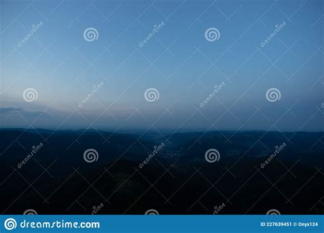 Silhouette Of Mountains At Sunset In The Carpathian Mountains In Summer