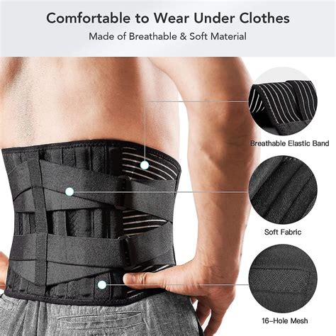 Back Braces For Lower Back Pain Relief With 6 Stays Breathable Back