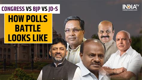 Karnataka Poll Battle 2023 Stage Set For Bjp Vs Congress Vs Jd S Three Cornered Fight India Tv