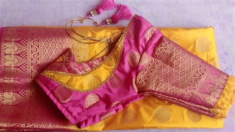 Very Easy And Beautiful Paithani Patchwork Blouse Back Neck Design