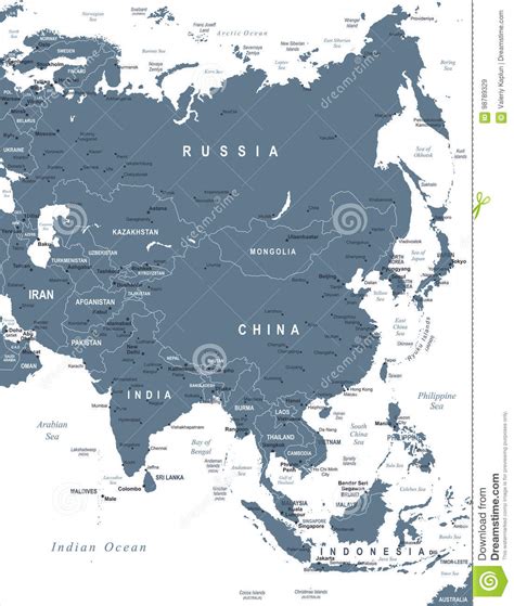 Asia Map Vector Illustration Stock Illustration Illustration Of