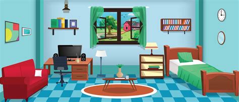 Room Interior Bedroom Cartoon Living Room Kids Bedroom With