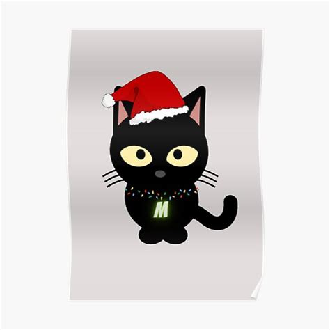 Black Cat Want To Join Christmas Party Street Cat Art Poster For