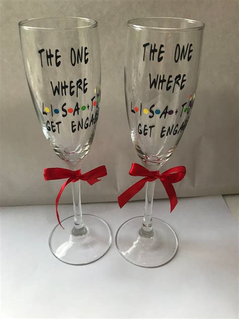Whether modern or traditional engagement gifts. Friends engagement glasses, personalised flutes ...