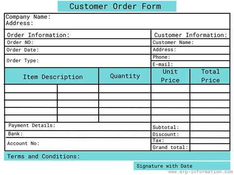Customer Order Form Template Doctemplates Gambaran