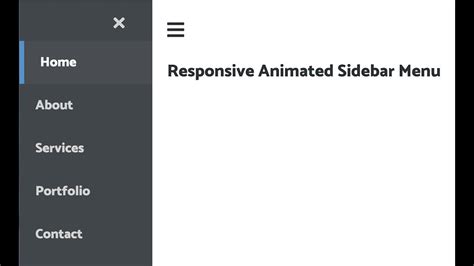 Responsive Animated Sidebar Menu Start To Finish With HTML CSS JavaScript YouTube