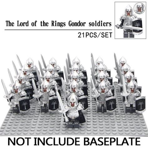 21pcs Gondor Soldier Silver Warfare Lord Of The Rings Lego Minifigure Toy
