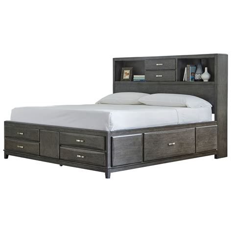 Ashley Signature Design Caitbrook Queen Captains Bed With Bookcase Headboard Rooms And Rest