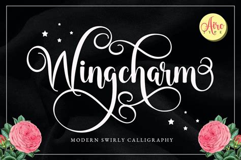 Wingcharm Modern Script Font With Extra Swirly Glyphs