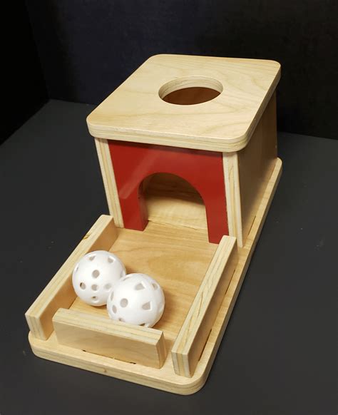 Montessori Object Permanence Box with Tray and Ball - Nafees Creations