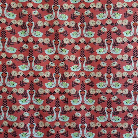 Red Fabric By The Metre Swan Fabric By Dashwood Studio Nursery
