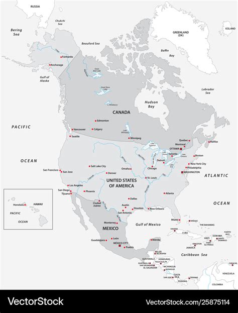 Map North America In Black And White Royalty Free Vector