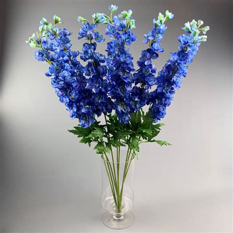 Delphinium Blue 86 Cm High Artificial Stem With Foliage