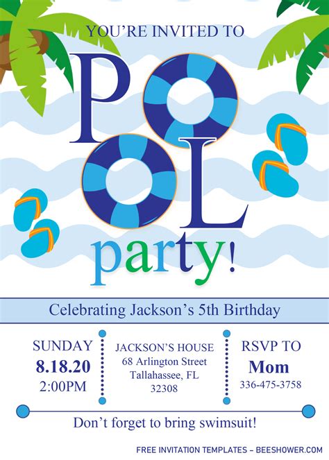 Free Printable Pool Party Invitations Template Printable Templates