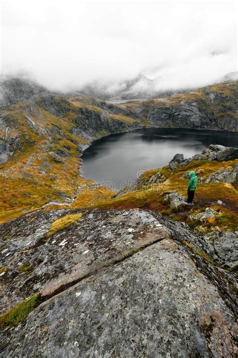 Hike To Munken Lofoten Islands Norway Stock Image Image Of Lake