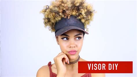 How cute area all of these hairstyles to keep your hair out of your face under your cowboy hat? DIY VISOR + 3 VISOR CURLY HAIRSTYLES - YouTube