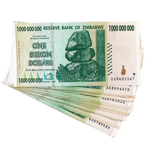 Zimbabwe 1 One Billion Dollar Bill Banknote Paper Money Pre Etsy