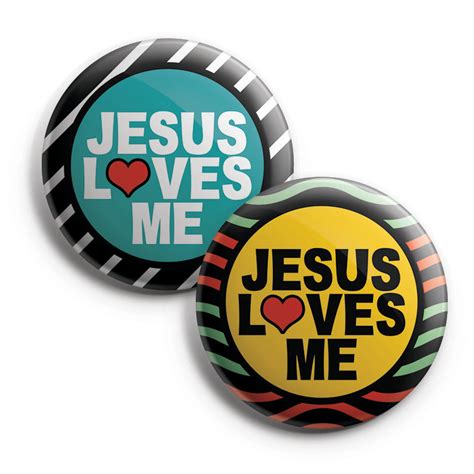 Christian Pinback Buttons Jesus Loves Me 10 Pack Large 225 V