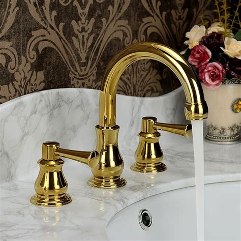 The single handle faucet works with any vanity bathroom sink. Luxury Classic Design Solid Brass Widespread Double-Handle ...