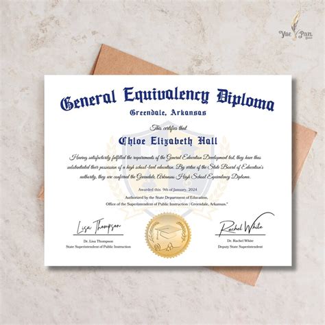 Ged Diploma With Gold Seal Design Editable Canva Graduation