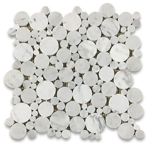 12x12 Carrara White Bubble Round Paramount Mosaic Tile Polished