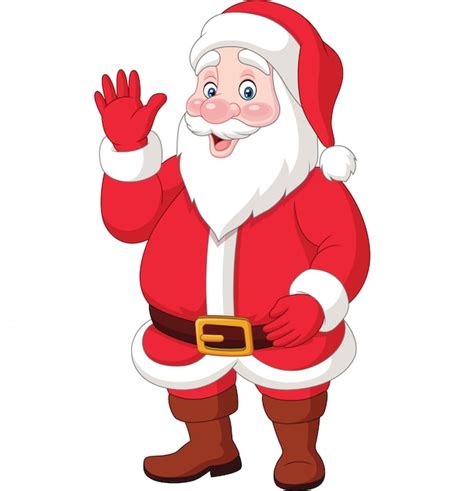 Cartoon Happy Santa Claus Waving Premium Vector