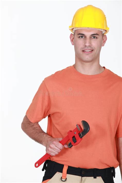 Maintenance Guy With A Wrench Stock Image Image Of High Bald 32239817