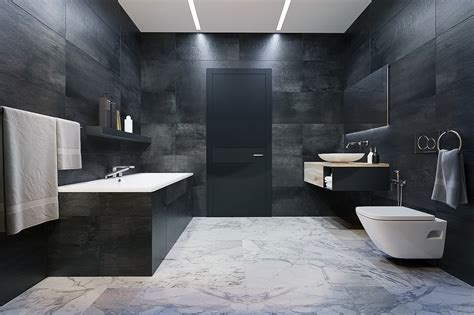Luxurious Dark Bathroom Materials Interior Design Ideas