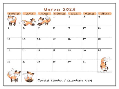 Calendario Marzo De 2023 Para Imprimir “47ds” Michel Zbinden Py