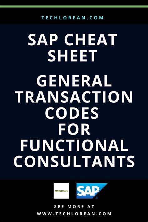 sap cheat sheet general transaction codes in 2020 sap coding cheat sheets
