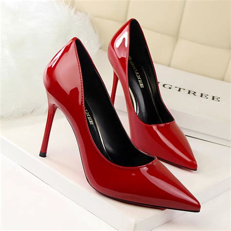 Red Patent Leather High Heel Pumps Shoes Heelscn