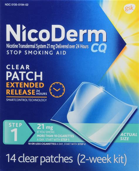 Nicoderm Cq Stop Smoking Aid Clear Patches Step 1 21mg 14 Count Optum