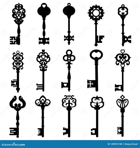 Vintage Keys And Locks Hand Drawn Collection Of Vector Retro Objects