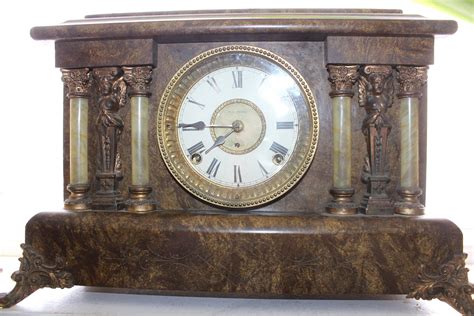 Antique Victorian Mantle Clock Seth Thomas Faux Marble