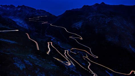 Mountain Road And Mountain Ranges Mountains Night Long Exposure