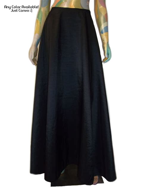 Plus Size Maxi Skirt Black Taffeta Long Evening Skirt By Ekshop