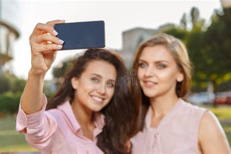 Two Girls Making Selfie Stock Image Image Of Female 63200205