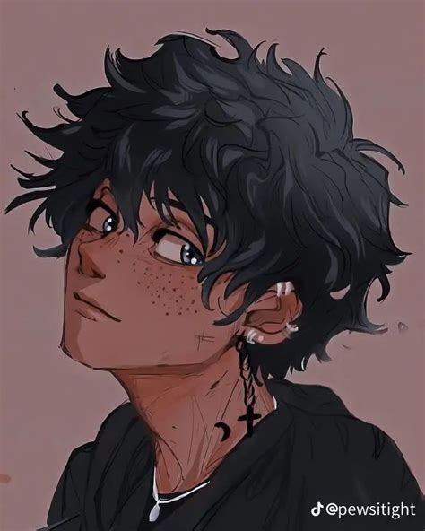 Babe Pfp Anime In Black Anime Guy Black Anime Characters Curly Hair Cartoon