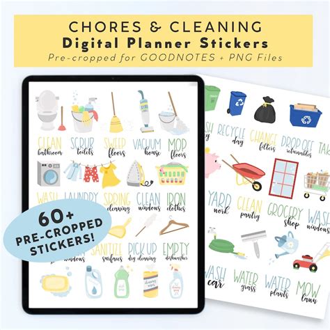 Chores And Cleaning Digital Planner Stickers Chore Digital Etsy