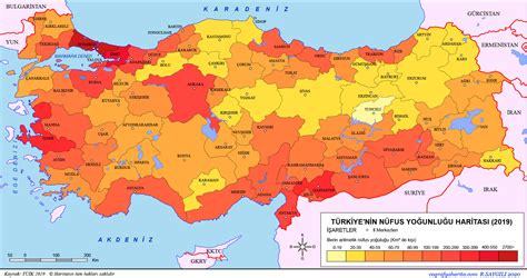 Türkiye Nüfus Yoğunluğu Haritası Harita Haritalar Türkiye