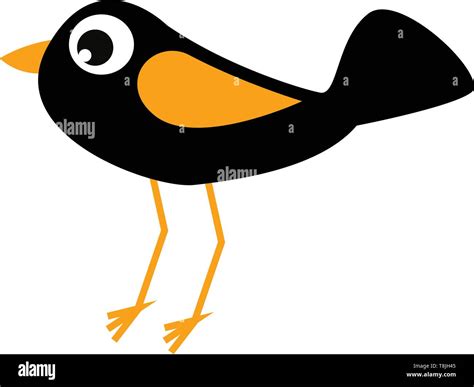 Ein Schwarzer Vogel Mit Gelbem Flügel Schnabel Und Beinen Mit Großen Augen Mit Einem Großen