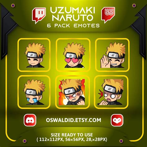 Naruto Emotes Uzumaki Emote 6er Pack Emote Emojis Sub Etsy