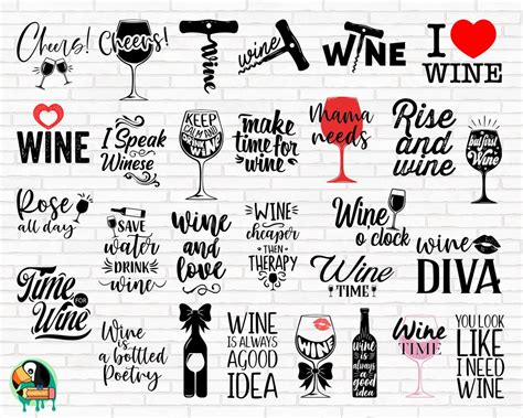 Wine Bundle Svg Wine Svg Wine Glass Svg Wine Sayings Svg Funny Wine