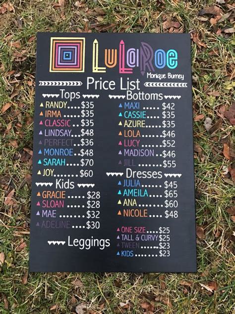 Lularoe Price List Custom Sign Wood All By Gigglesandwiggles4u