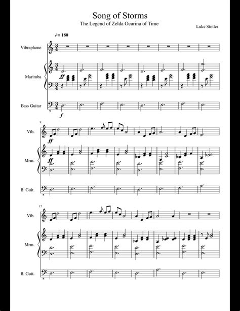 I've included a video of me playing song of storms, since i believe that its a perfect middle ground from this book, with it not being the hardest, but also. Song of Storms sheet music for Percussion, Bass download free in PDF or MIDI