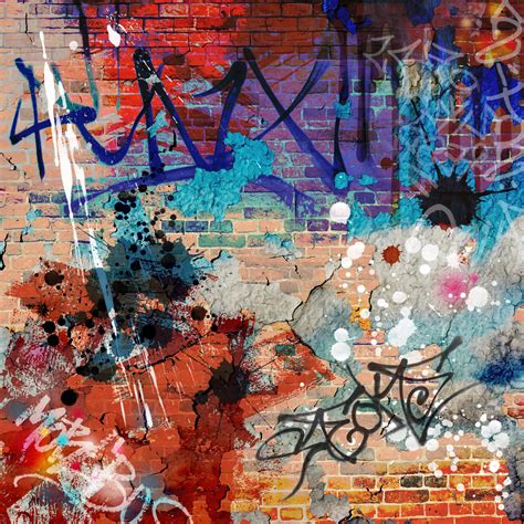 Contemporary Graffiti Expressive Street Art Or Vandalism Brick Wall