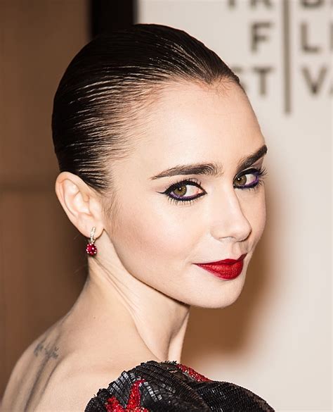 Slicked Back Ponytail Sleek Hairstyles Lily Collins Gorgeous