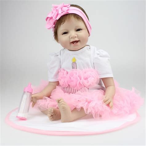 Pink Dress Soft Silicone Reborn Toddler Princess Girl Baby Doll Toys