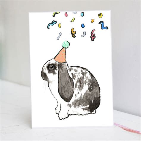 Bunny Rabbit Birthday Card By Pet Portrait Illustration