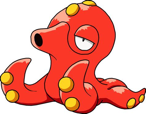 An Orange Cartoon Octopus With Yellow Dots On It S Eyes And Legs Sitting Down